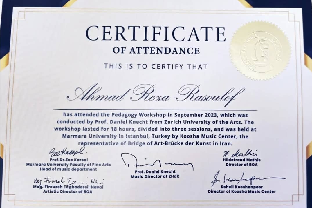 Certificate of attendance