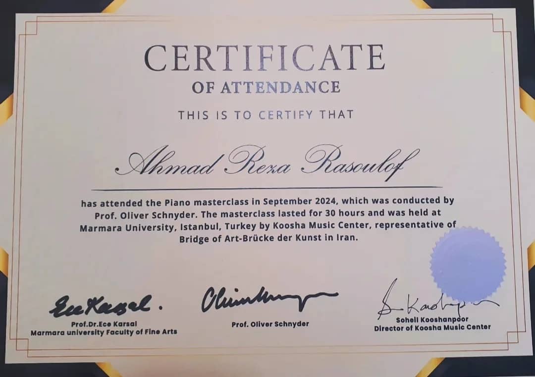 Certificate of attendance